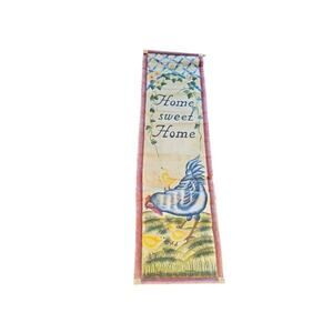 Rooster Baby Chicks Glitter Hand Painted “Home Sweet Home” Banner Hang